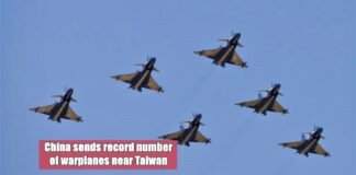 China sends record number of warplanes near Taiwan