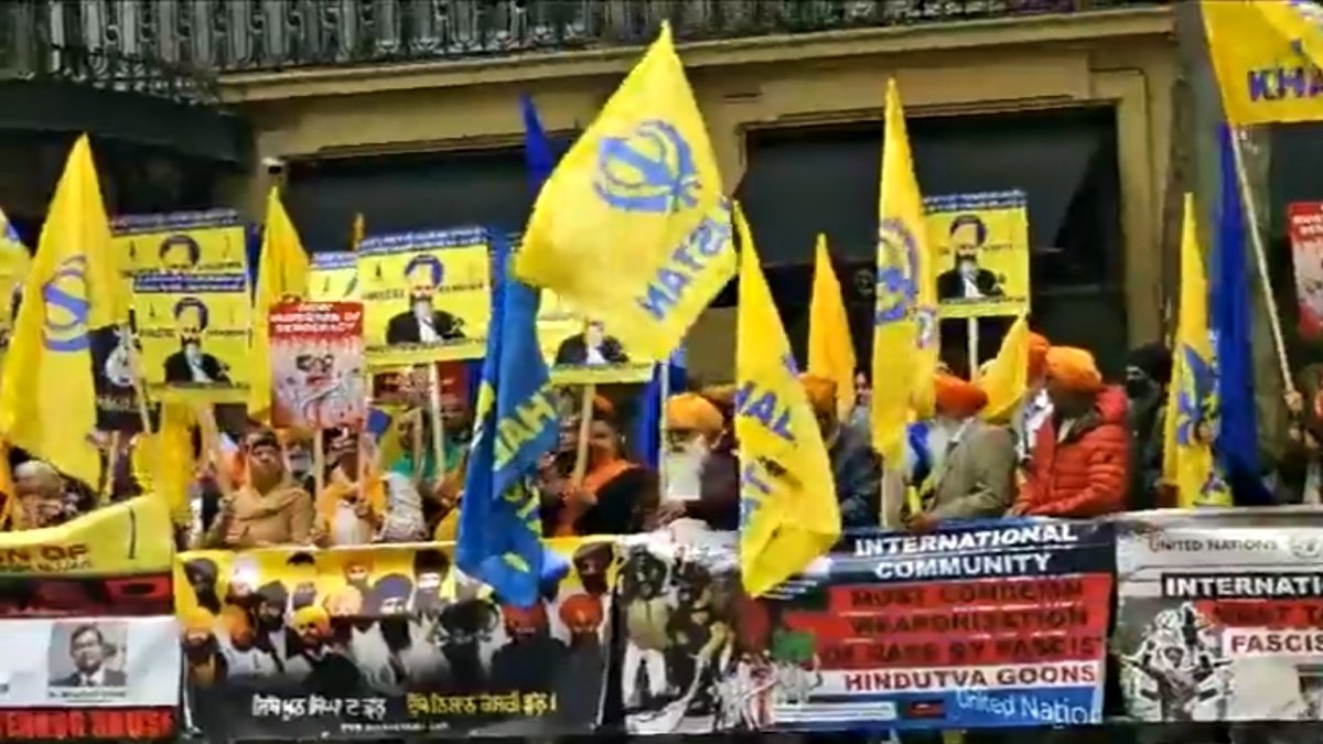 Pro-Khalistan demonstrators rally outside Indian High Commission in London