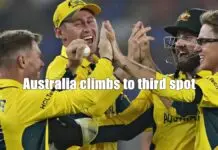 Australia climbs to third spot in World Cup points table after four consecutive wins Australia win by 33 runs