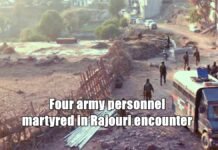 Four army personnel martyred in Rajouri encounter