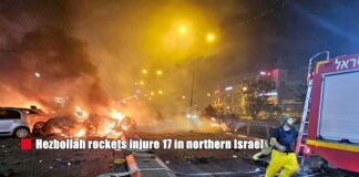 Hezbollah rockets injure 17 in northern Israel