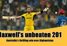 Maxwell’s unbeaten 201, highlights Australia’s thrilling win over Afghanistan Maxwells unbeaten 201