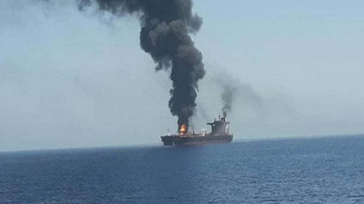 Drone attack on oil tanker sparks fire, Indian Navy and Coast Guard rush to rescue