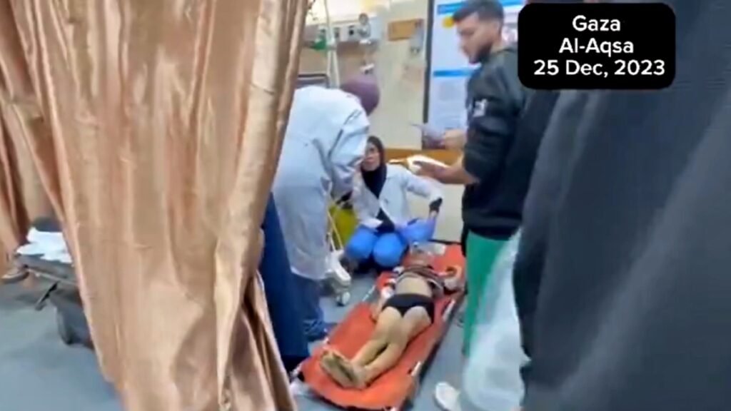 Gaza hospital overwhelmed by casualties