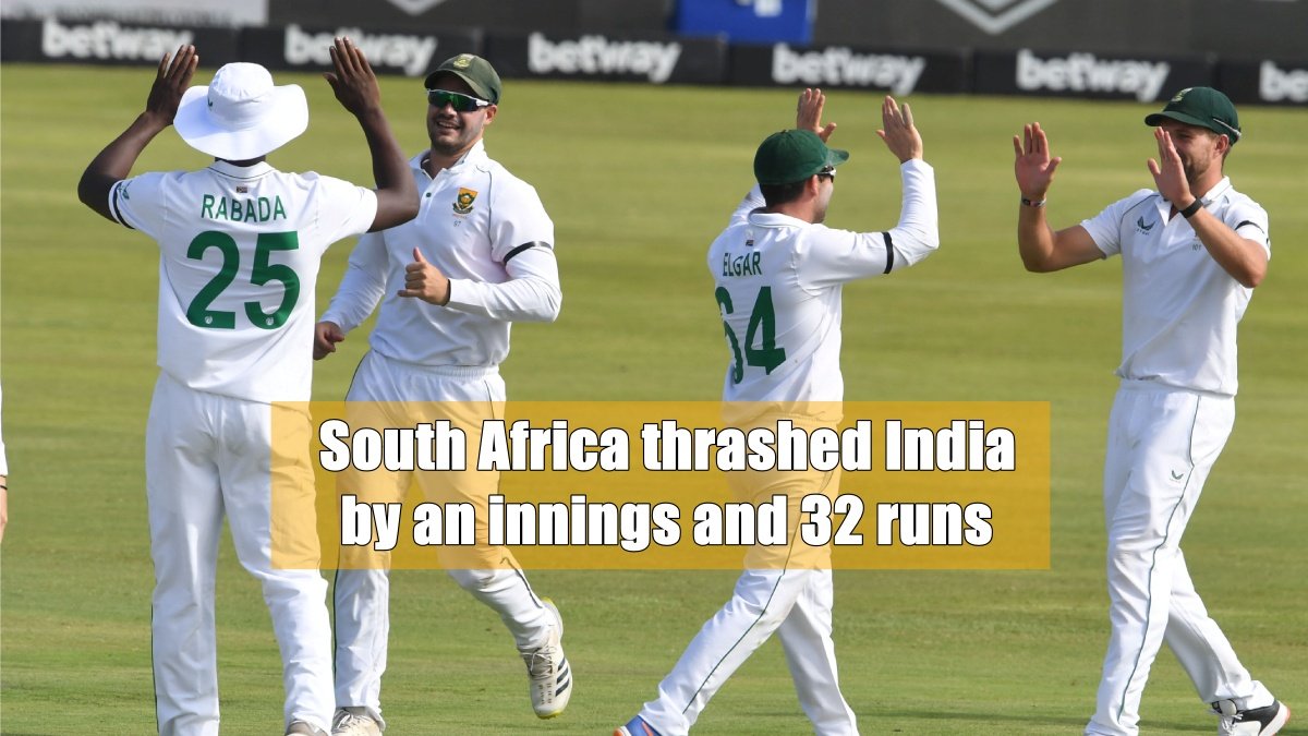 South Africa thrashed India by an innings and 32 runs in Centurion Test