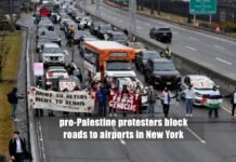 pro-Palestine protesters block roads