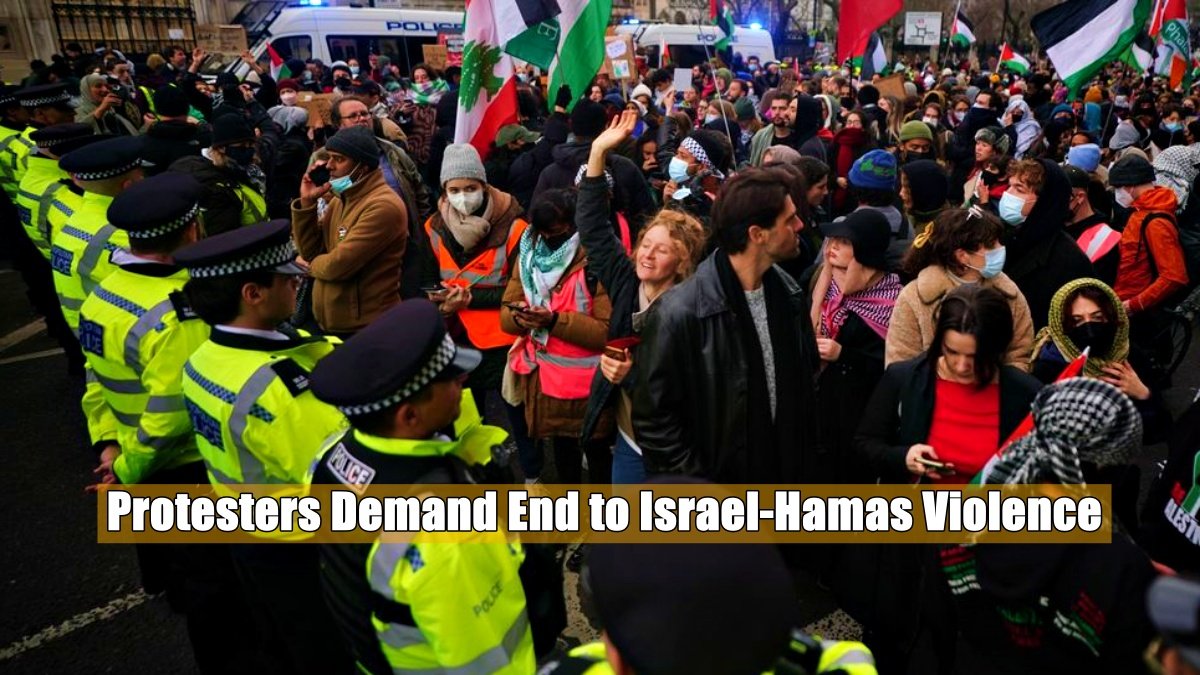 Protesters Demand End to Israel-Hamas Violence, Block Westminster Bridge