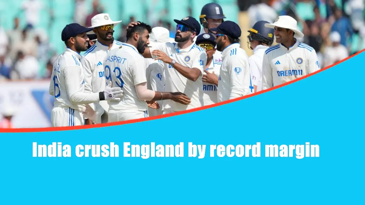 India crush England by record margin to take 2-1 series lead
