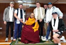 England cricket team with Dalai Lama