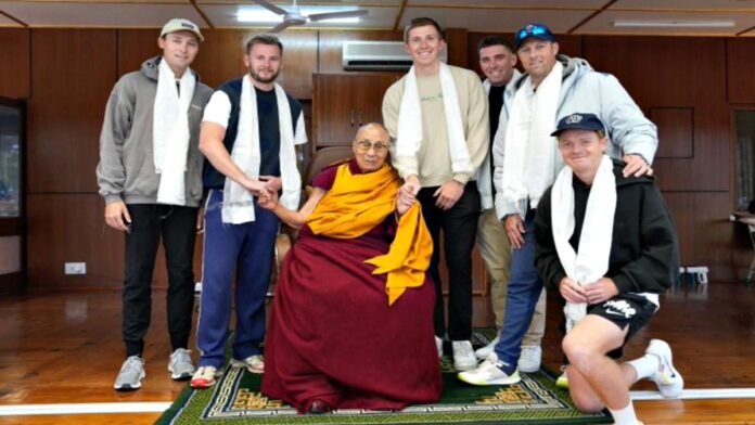 England cricket team with Dalai Lama