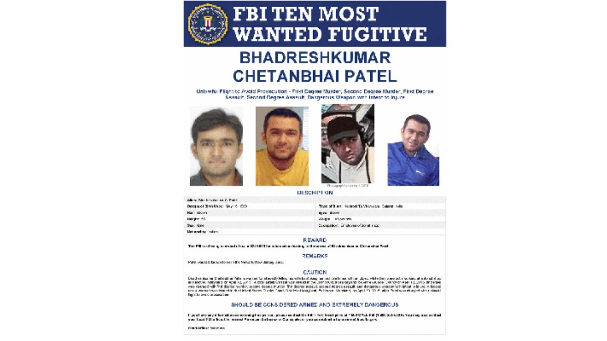 FBI’s Top 10 Most Wanted: Indian Fugitive Bhadresh Kumar Patel on the Run Since 2015
