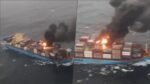 Fire Erupts on Container Cargo Vessel