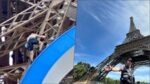 Man Climbs Eiffel Tower