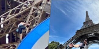 Man Climbs Eiffel Tower
