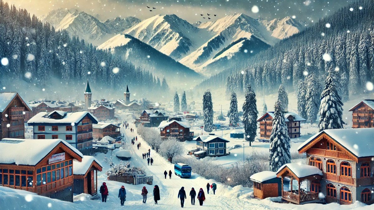 Kashmir Turns into a Winter Wonderland as Fresh Snowfall Blankets the Valley