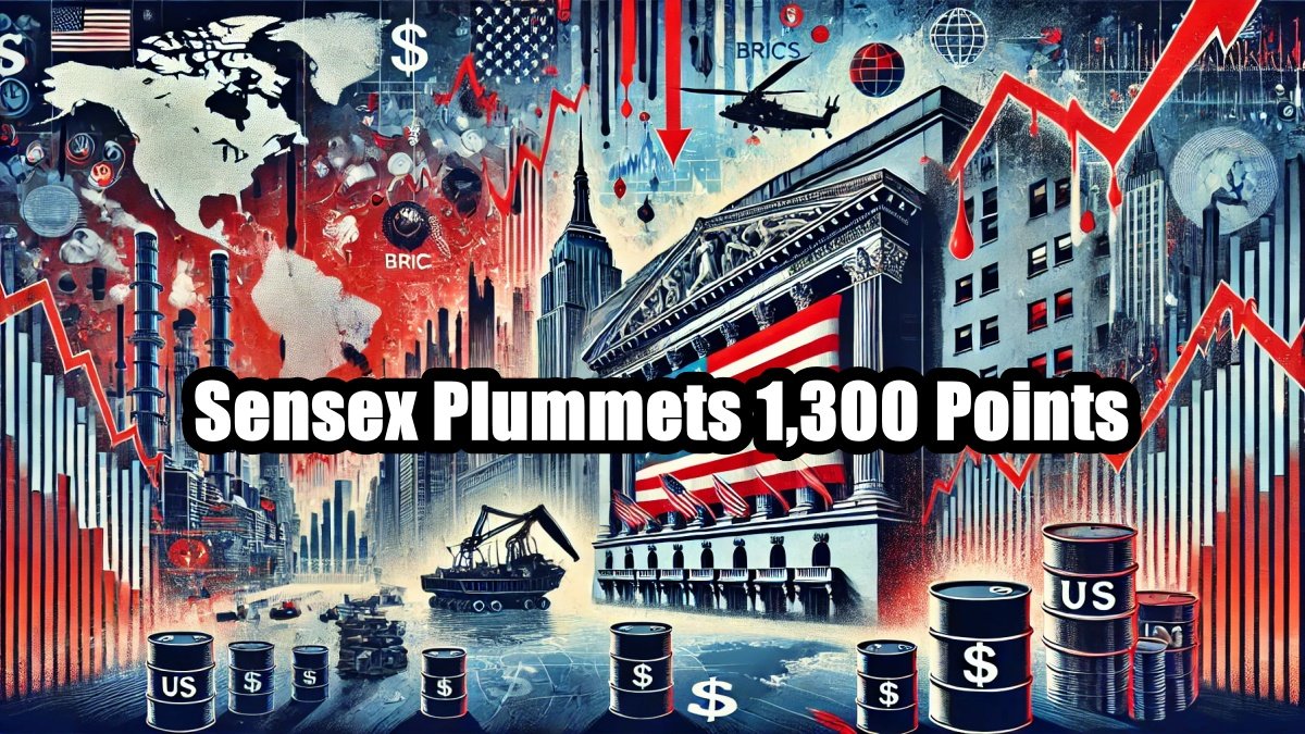 Sensex Crashes 1,300 Points Amid Trump’s Tariff Shock, ₹8 Lakh Crore Investor Wealth Wiped Out