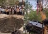 Van Plunges Into Well After Collision