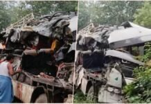 Devastation on Deoghar Yatra Route: 18 Kanwariyas Dead in Bus-Truck Crash 18 Kanwariyas Dead in Bus-Truck Crash