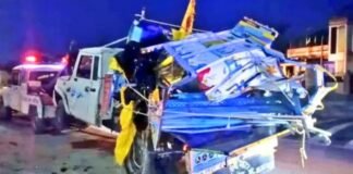 Pickup Collides With Truck Near Bapi in Rajasthan