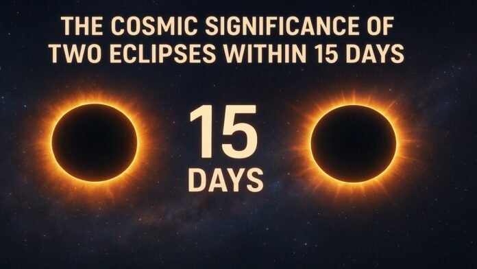 Cosmic Significance of Two Eclipses Within 15 Days