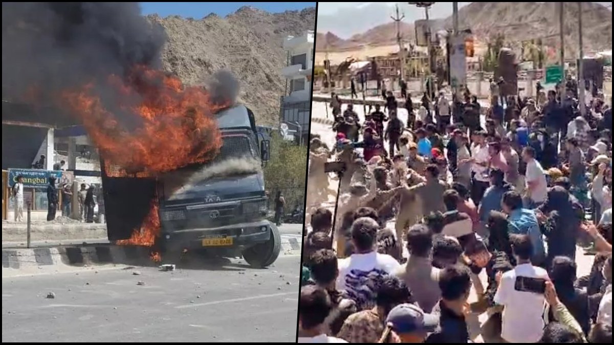 Ladakh Protest Turns Violent: BJP Office, Police Van Torched in Leh