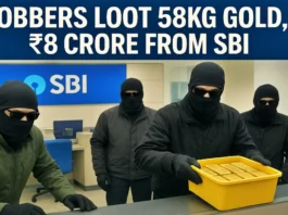 Massive Heist: Robbers Loot 58kg Gold, ₹8 Crore from SBI Robbers Loot 58kg Gold, ₹8 Crore from SBI