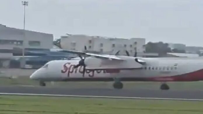 SpiceJet Q400 Loses Wheel