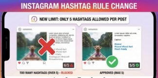 5 hashtags per post or Reel