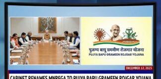 Cabinet Renames MNREGA to Pujya Bapu Grameen Rojgar Yojana Cabinet Renames MNREGA