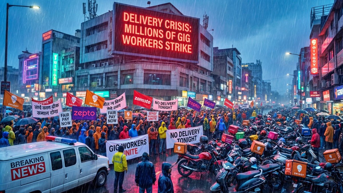 New Year’s Eve Delivery Crisis: Millions of Gig Workers Strike, Swiggy Zomato Zepto Face Nationwide Disruption