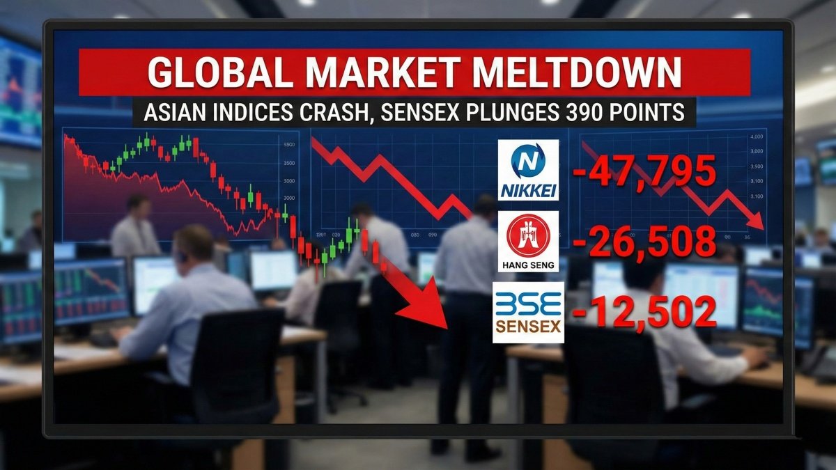 Global Market Meltdown: Asian Indices Crash, Sensex Plunges 390 Points