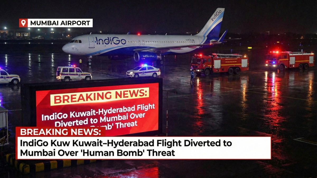 IndiGo Kuwait-Hyderabad Flight Diverted to Mumbai Over ‘Human Bomb’ Threat