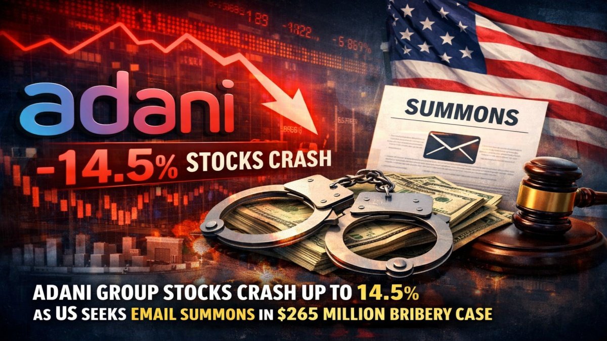 Adani Group Stocks Crash Up to 14.5% as US Seeks Email Summons in $265 Million Bribery Case
