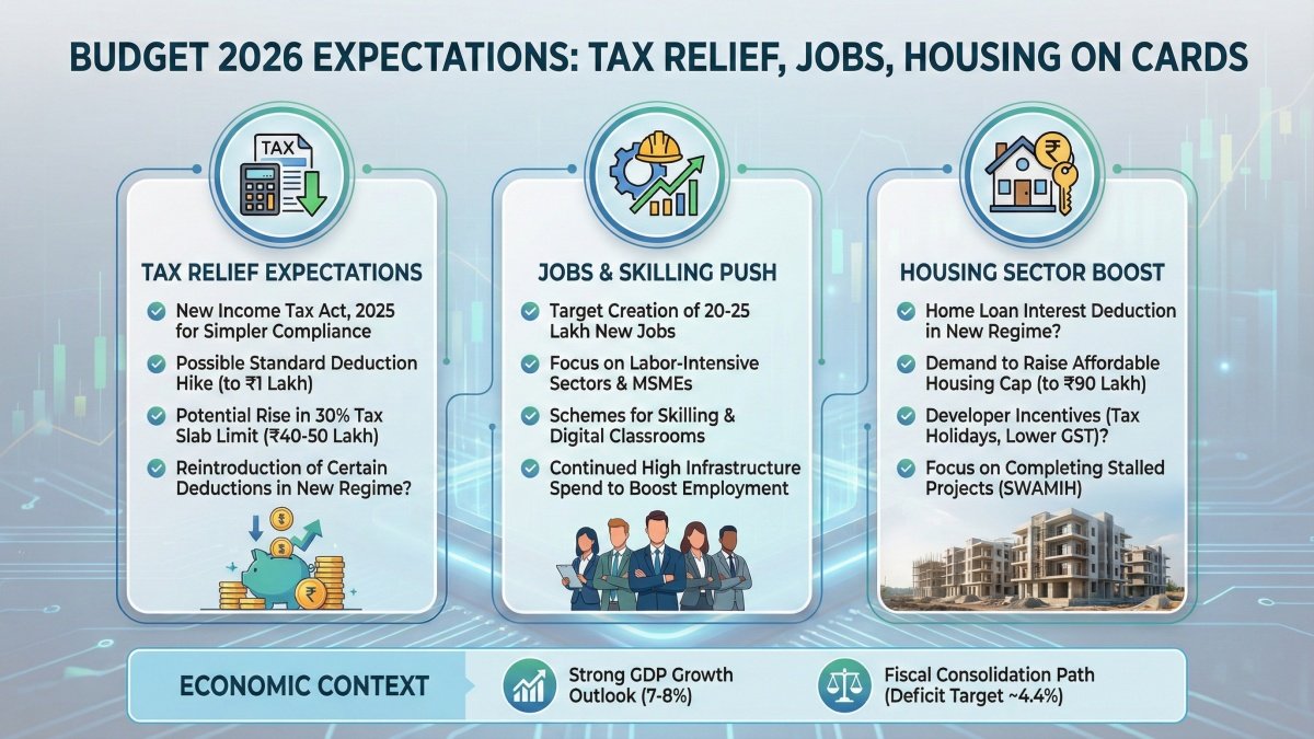 Budget 2026 Expectations: Tax Relief, Jobs, Housing on Cards