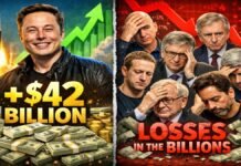 Elon Musk Gains $42B While Nine Other Top Billionaires Lose Billions