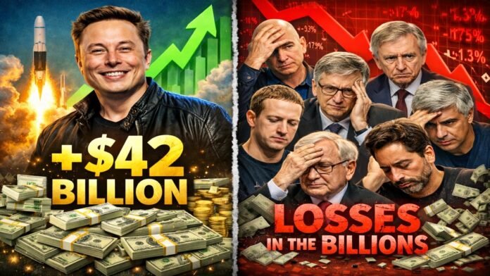 Elon Musk Gains $42B While Nine Other Top Billionaires Lose Billions