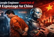 Ex-Google Engineer Convicted of AI Espionage for China create an Image in 16:9 format for 'Ex-Google Engineer Convicted of AI Espionage for China'