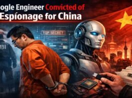 create an Image in 16:9 format for 'Ex-Google Engineer Convicted of AI Espionage for China'