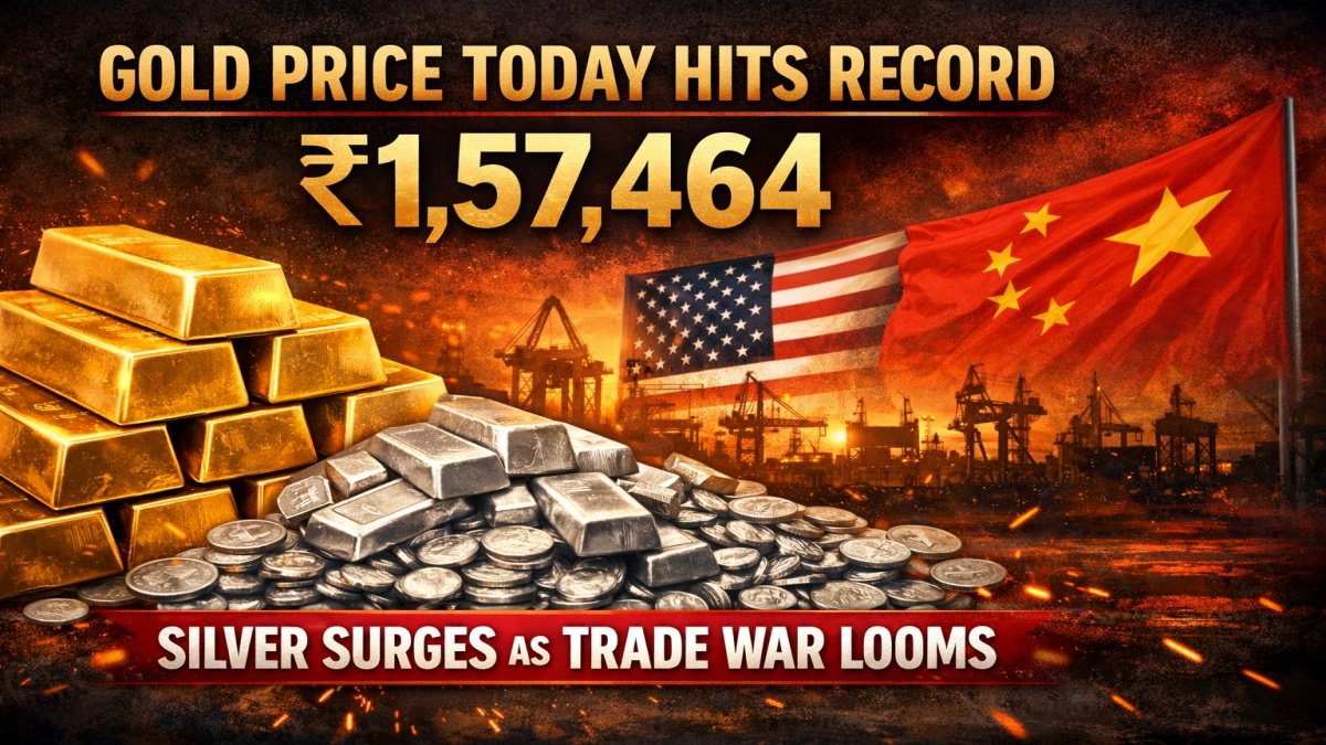Gold Price Today Hits Record ₹1,57,464, Silver Surges as Trade War Looms