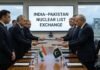India-Pakistan Exchange Nuclear Lists