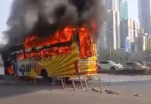 Mumbai Western Express Highway Bus Fire: Sleeper Coach Gutted, All Passengers Safe Mumbai Western Express Highway Bus Fire
