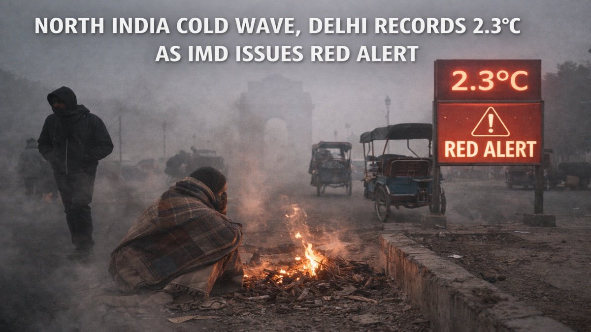 North India Cold Wave, Delhi Records 2.3°C as IMD Issues Red Alert