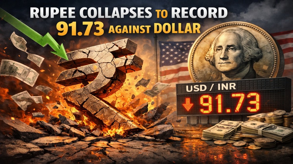 Rupee Collapses to Record 91.73 Against Dollar as Foreign Investors Pull ₹29,000 Crore in January Rout
