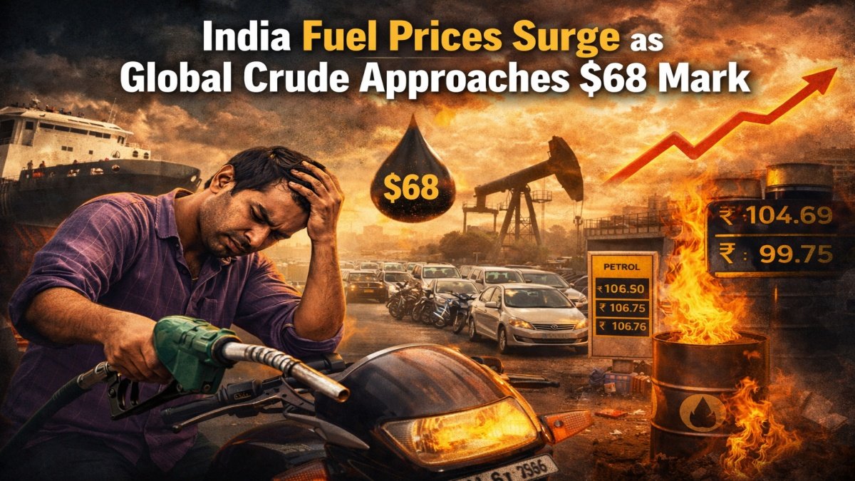 India Fuel Prices Surge as Global Crude Approaches $68 Mark