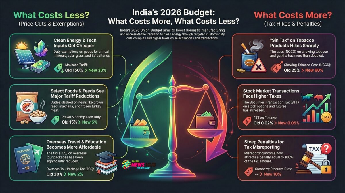 Union Budget 2026 Makes Electronics, EV, Solar and Travel Cheaper, Taxes, Tobacco and Umbrellas Costlier
