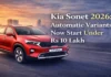 Kia Sonet 2026: Automatic Variants Now Start Under Rs 10 Lakh Kia Sonet 2026