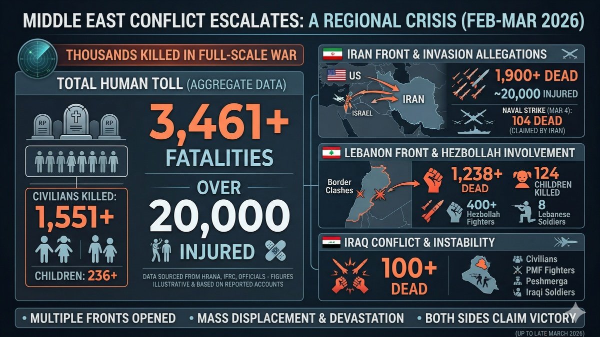 2026 Middle East War: Over 3,400 Dead as Conflict Intensifies