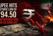 Rupee Hits Historic Low of 94.50 Amid Intensifying Iran-US Conflict
