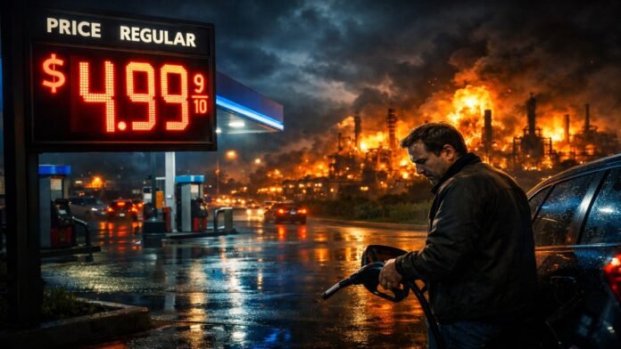 US gas station at nigh US gas station at nigh