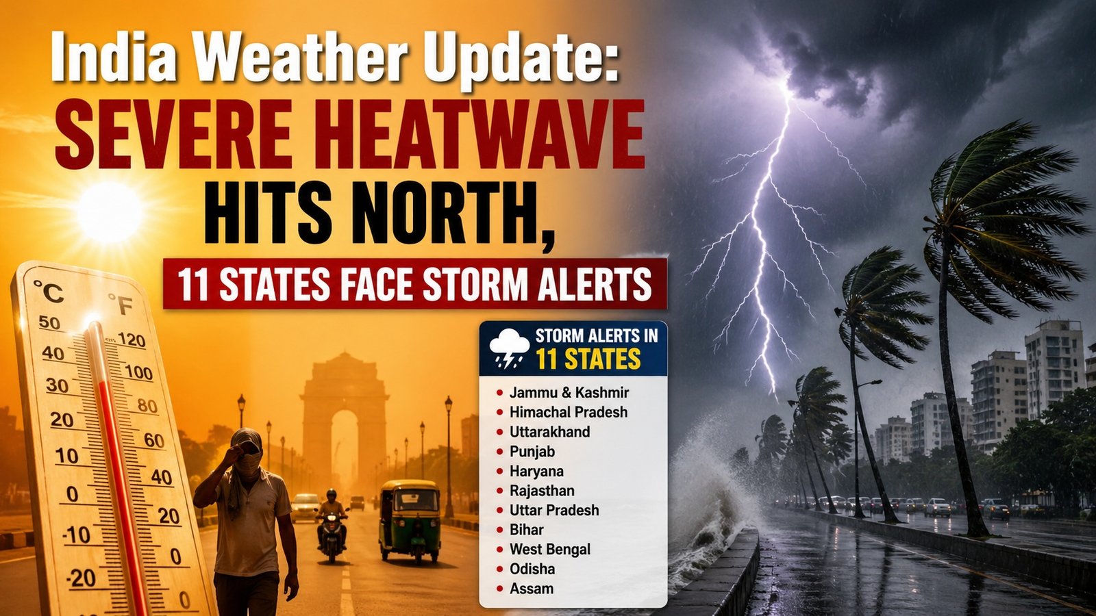 India Weather Update: Severe Heatwave Hits North, 11 States Face Storm Alerts